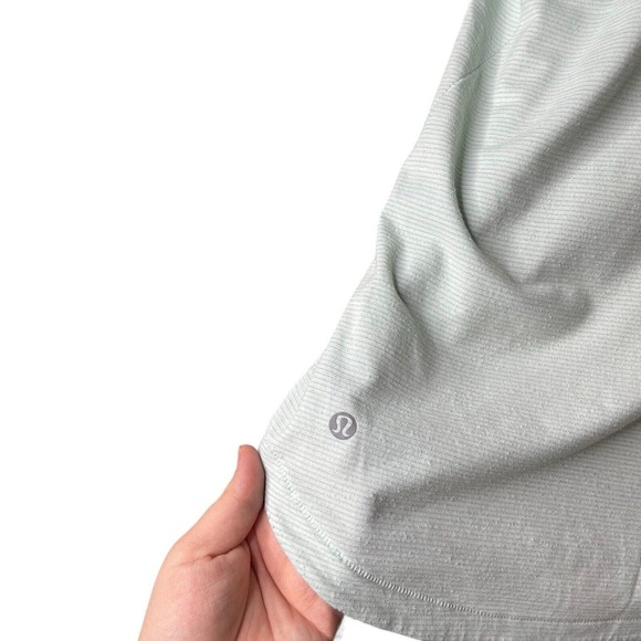 Lululemon Light Aqua Blue Wee Stripe V-Neck Athletic Short Sleeve T-Shirt 6 - Picture 7 of 7